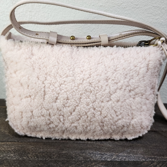 NWT Madewell Simple Genuine Shearling and Leather Crossbody Bag Avalon - Picture 9 of 15